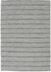  Κιλίμ Long Stitch - Μαύρα/Γκρι Χαλι 140X200 Σύγχρονα Χειροποίητη Ύφανση Ανοιχτό Γκρι/Σκούρο Γκρι (Μαλλί, Ινδικά)