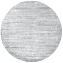  Μπαμπού Μετάξι Loom - Γκρι Χαλι Ø 200 Σύγχρονα Στρογγυλο Ανοιχτό Γκρι/Λευκό/Κρεμ ( Ινδικά)