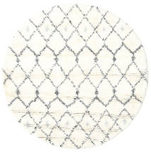  Sauda - Κρέμα Λευκό/Γκρι Χαλι Ø 150 Σύγχρονα Χειροποιητο Στρογγυλο Κρέμα Λευκό/Γκρι (Μαλλί, )
